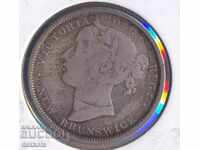 New Brunswick 20 cenți 1864, argint, circulație 150 mii
