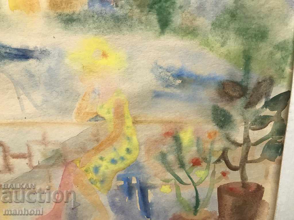 1496 Ani Tringova watercolor On the Terrace Size 50/35 cm. with price 200.00 BGN | € 102.26 1496 Ani Tringova watercolor On the Terrace Size 50/35 cm. with price 200.00 BGN | € 102.26