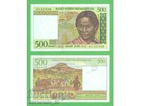 (¯`'•.¸ MADAGASCAR 500 francs 1994 aUNC ¸.•'´¯)