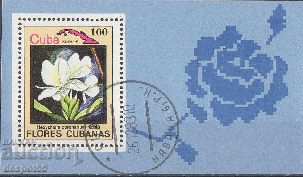 1983. Cuba. Cuban flower. Block.
