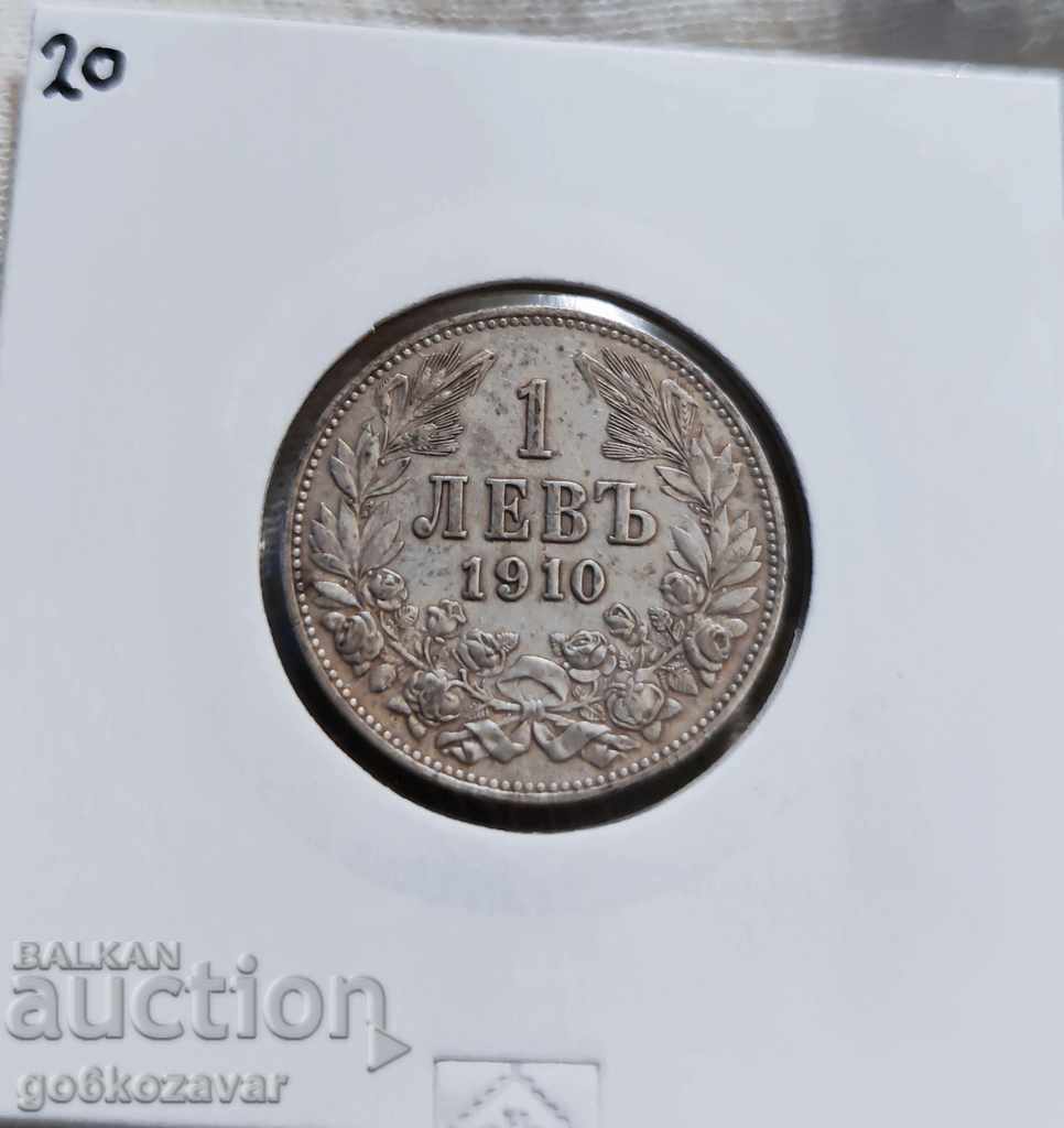 Bulgaria 1 lev 1910 silver. Coin saved!
