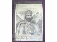 40s Old Original Lithograph Tsar Ivan Asen. P. Panayotov