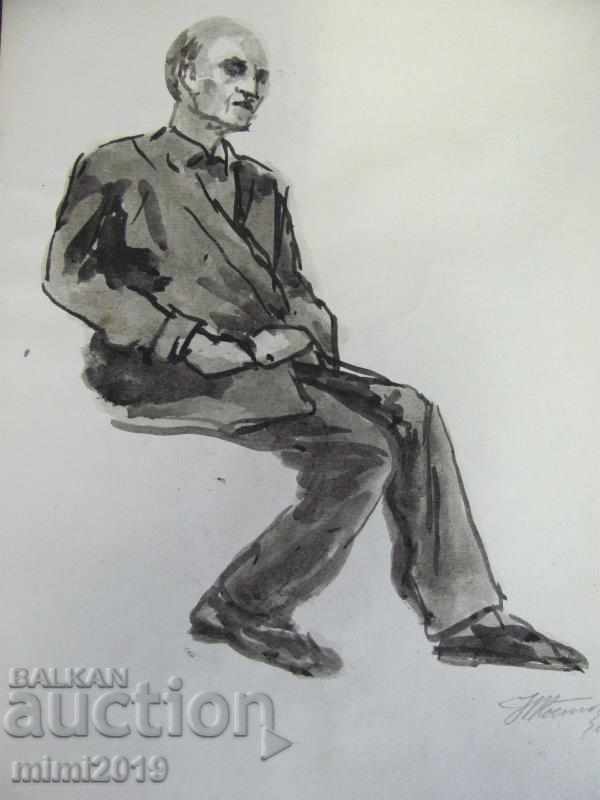 60s Old Watercolor N. Kostov signed 20x28 cm. with price 120.00 BGN | € 61.36