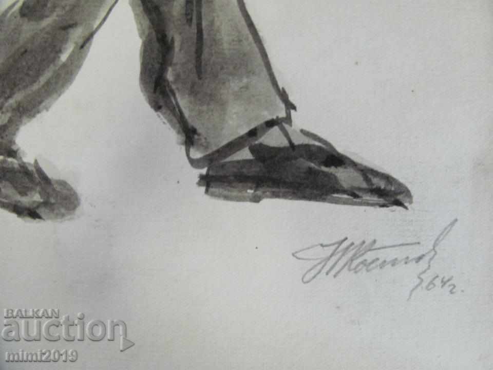 Auction  60s Old Watercolor N. Kostov signed 20x28 cm.
