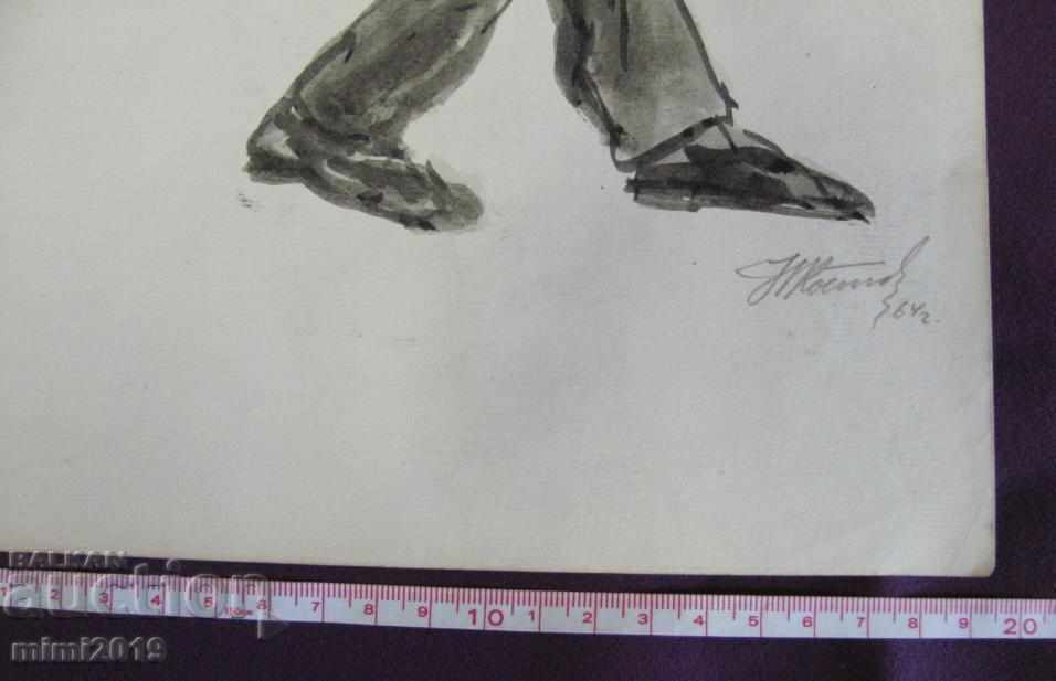 60s Old Watercolor N. Kostov signed 20x28 cm. - 6