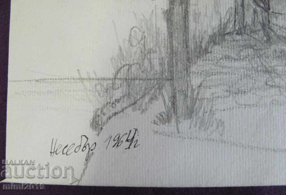 60s Old Drawing N. Kostov Pencil and Ink signed 20x28 cm. - 6 60s Old Drawing N. Kostov Pencil and Ink signed 20x28 cm. - 6