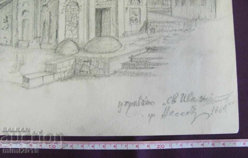 60s Old Drawing N. Kostov Pencil signed 28x20 cm. - 6 60s Old Drawing N. Kostov Pencil signed 28x20 cm. - 6