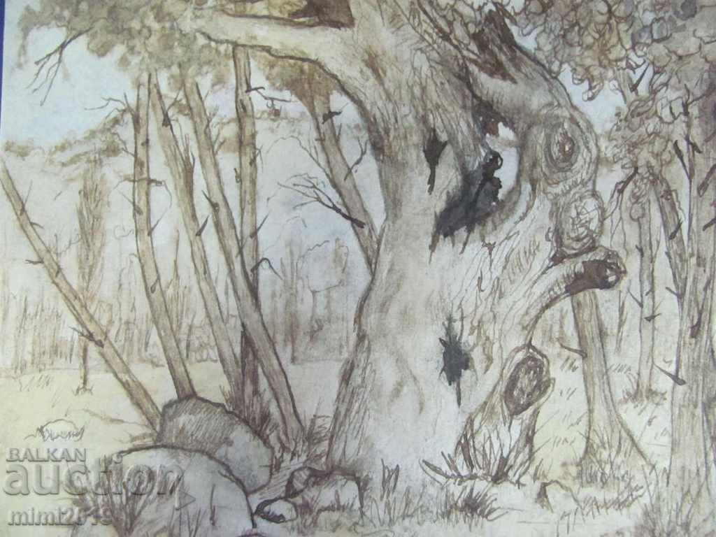 80s Painting Watercolor dry needle N. Kostov signed - 5 80s Painting Watercolor dry needle N. Kostov signed - 5