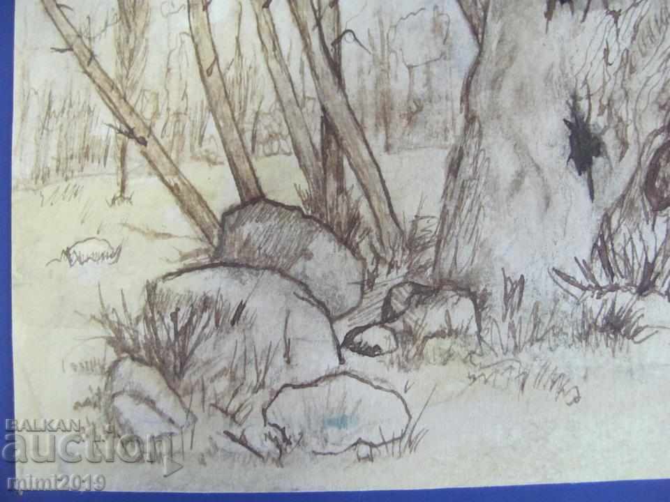 80s Painting Watercolor dry needle N. Kostov signed - 6 80s Painting Watercolor dry needle N. Kostov signed - 6