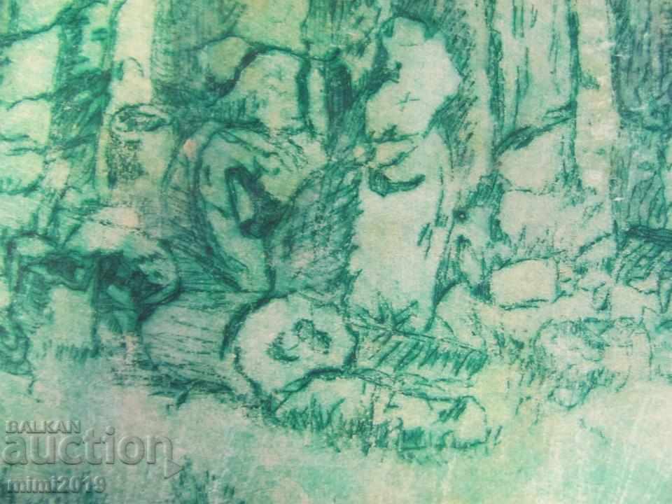 80s Painting Watercolor dry needle N. Kostov signed - 6 80s Painting Watercolor dry needle N. Kostov signed - 6