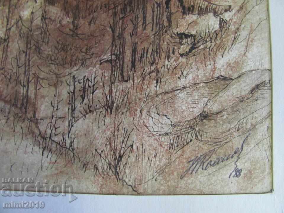 80s Painting Watercolor Drypoint N. Kostov Signed with price 250.00 BGN | € 127.82 80s Painting Watercolor Drypoint N. Kostov Signed with price 250.00 BGN | € 127.82