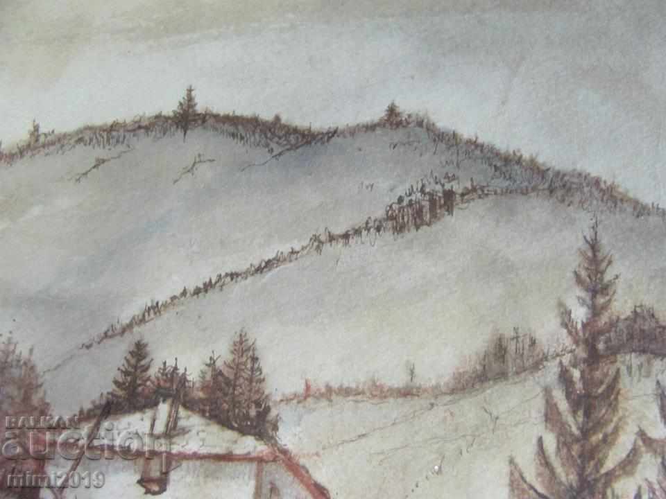 80s Painting Watercolor Drypoint N. Kostov Signed - 6 80s Painting Watercolor Drypoint N. Kostov Signed - 6