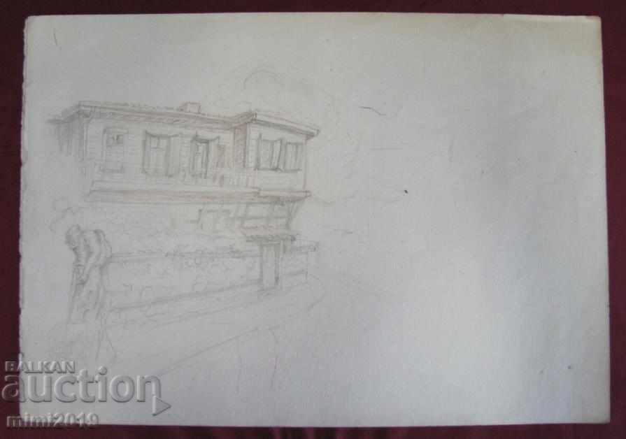 60s Paintings N. Kostov pencil, sketches-5 pcs - 5 60s Paintings N. Kostov pencil, sketches-5 pcs - 5