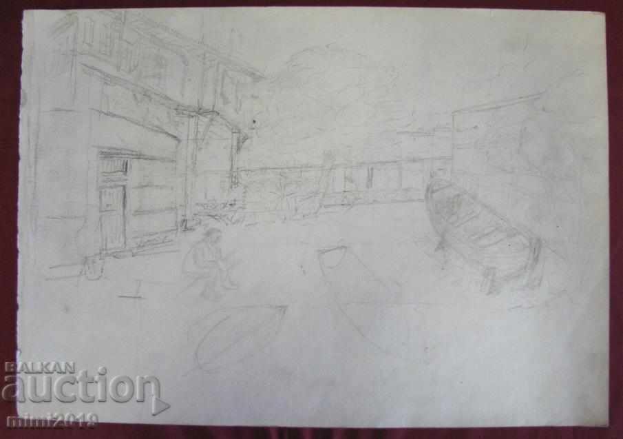 60s Paintings N. Kostov pencil, sketches-5 pcs - 6 60s Paintings N. Kostov pencil, sketches-5 pcs - 6