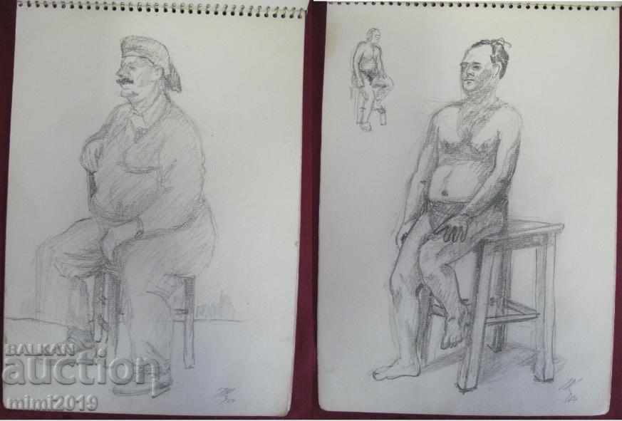 60s Sketch of the artist N. Kostov 16 pcs. Sketches signed - 5 60s Sketch of the artist N. Kostov 16 pcs. Sketches signed - 5
