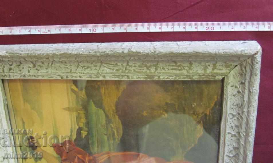 Original Old Lithograph in a wooden frame - 6