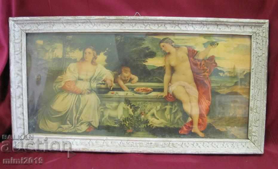 Original Old Lithograph in a wooden frame - 7