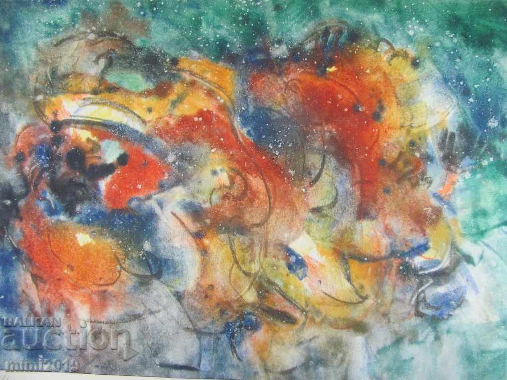 Auction Large Watercolor Painting signed Auction Large Watercolor Painting signed