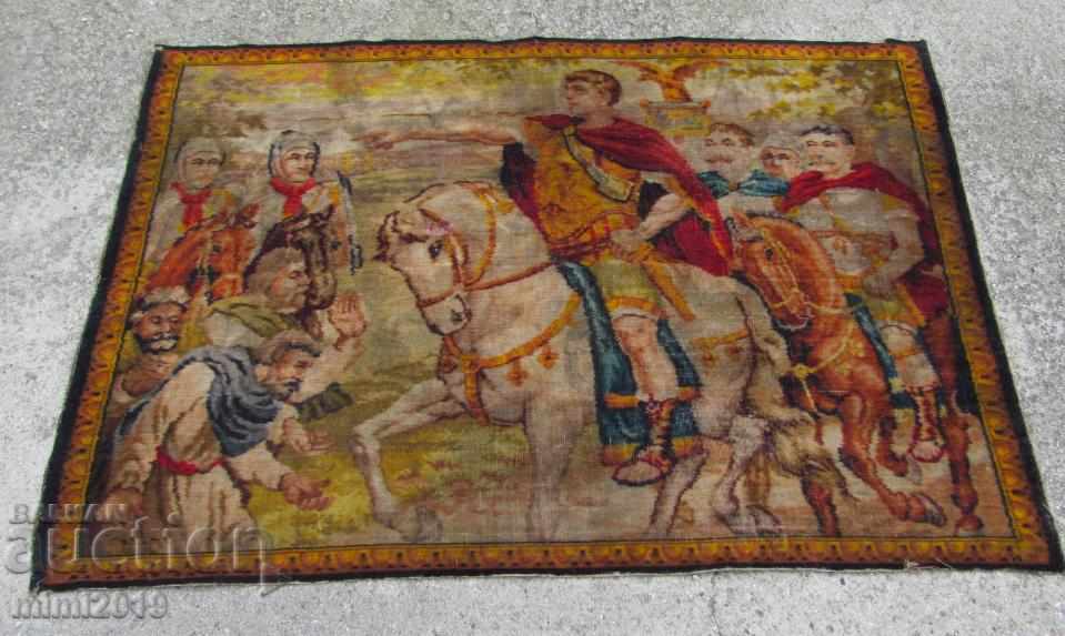 Covor din lână de perete Octavian August din secolul al XIX-lea, tapiserie rară