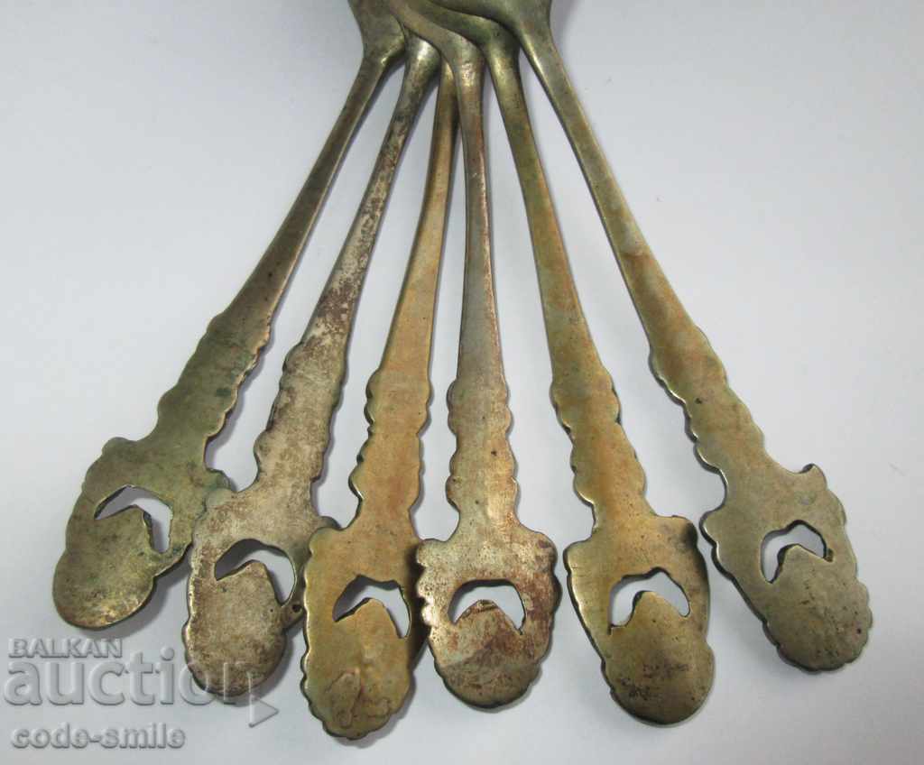Set of 6 old silver Revival spoons chopped 19th century - 5 Set of 6 old silver Revival spoons chopped 19th century - 5
