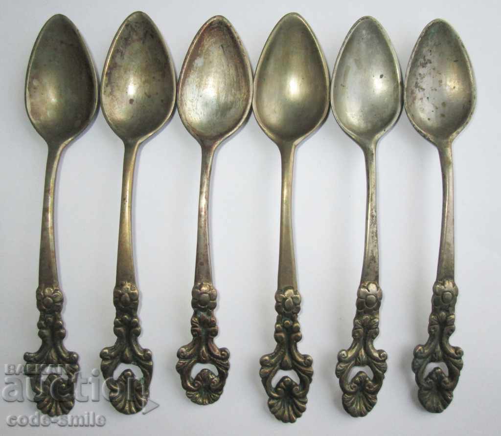 Set of 6 old silver Revival spoons chopped 19th century - 7 Set of 6 old silver Revival spoons chopped 19th century - 7