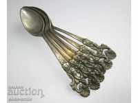 Set of 6 old silver Revival spoons chopped 19th century