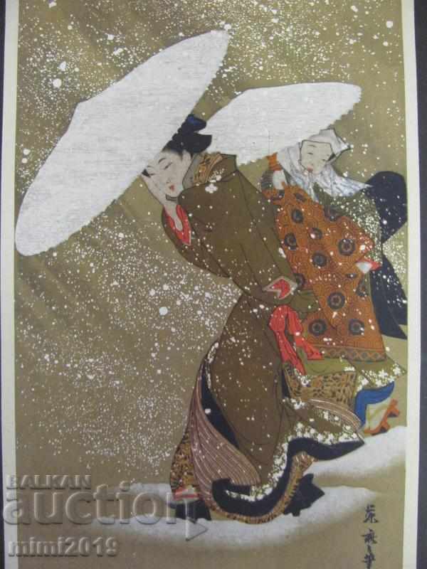 1900-та Литография Fujimaro стил Ukiyo-e