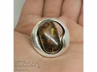 Δαχτυλίδι από ασήμι 925 με φυσικό κεχριμπάρι