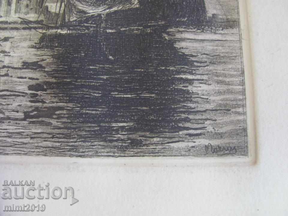 Auction 1700s Original Venice engraving signed rare Auction 1700s Original Venice engraving signed rare