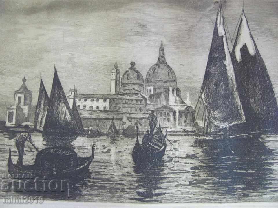 Delivery of 1700s Original Venice engraving signed rare Delivery of 1700s Original Venice engraving signed rare