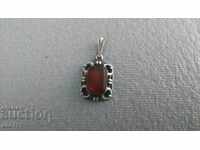 REVIVAL SILVER PENDANT WITH RED AMBER
