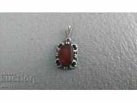 RENAISSANCE SILVER PENDANT WITH RED AMBER