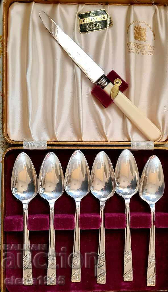 SILVER VINERS fruit and cake set