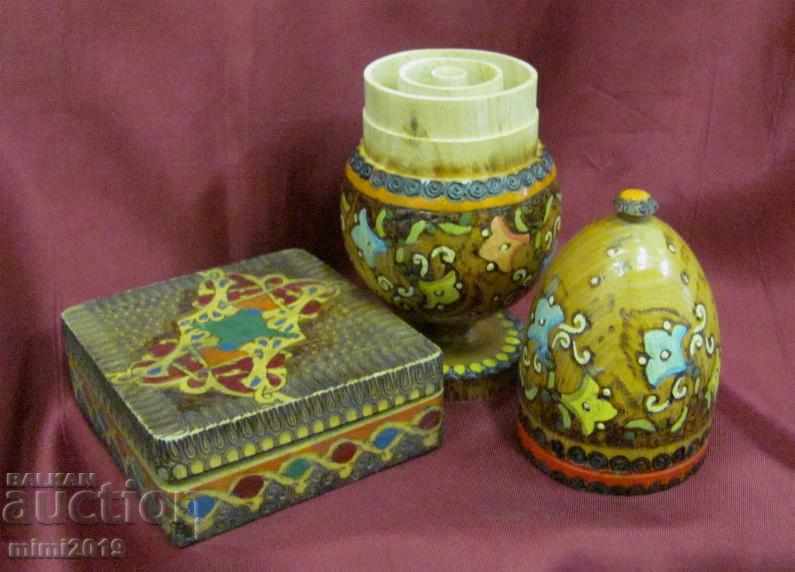 19th century 2 pcs. Wooden Cigarette Box - 5 19th century 2 pcs. Wooden Cigarette Box - 5