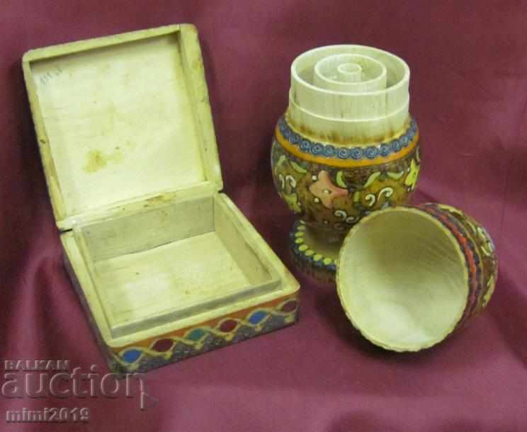 19th century 2 pcs. Wooden Cigarette Box - 7 19th century 2 pcs. Wooden Cigarette Box - 7