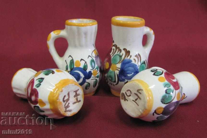 Delivery of Very Old 4 pcs. Mini Jugs Majolica marked Delivery of Very Old 4 pcs. Mini Jugs Majolica marked