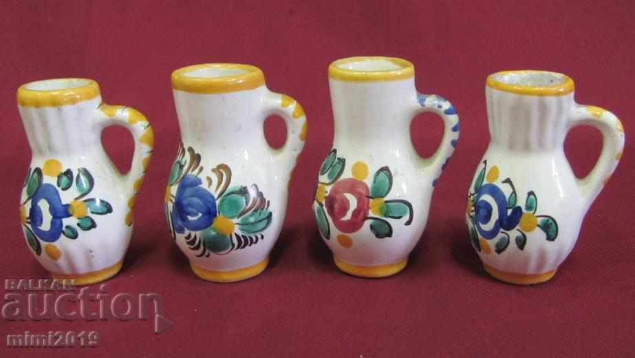 Very Old 4 pcs. Mini Jugs Majolica marked - 5 Very Old 4 pcs. Mini Jugs Majolica marked - 5