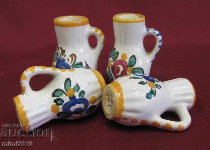 Very Old 4 pcs. Mini Jugs Majolica marked - 6 Very Old 4 pcs. Mini Jugs Majolica marked - 6