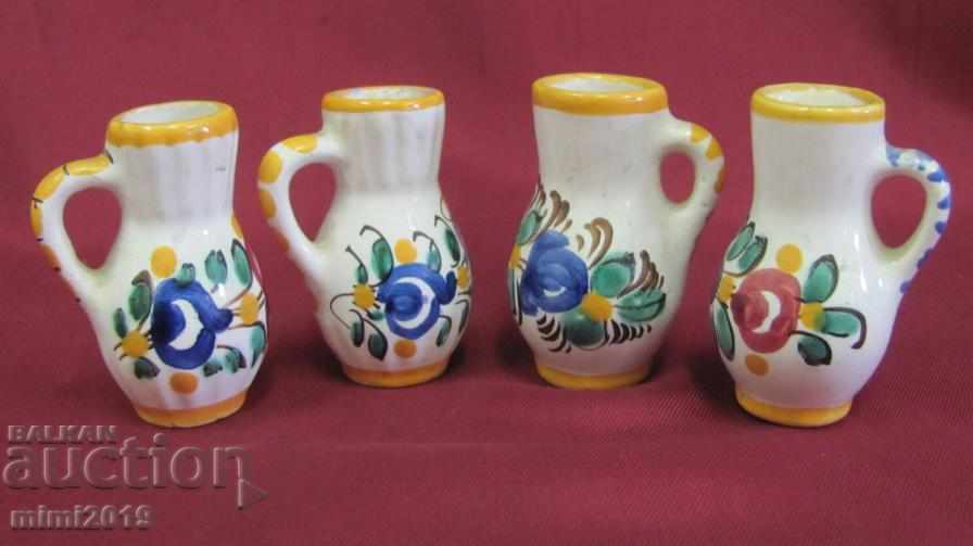 Very Old 4 pcs. Mini Jugs Majolica marked Very Old 4 pcs. Mini Jugs Majolica marked