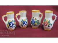 Foarte vechi 4 buc. Mini Jugs Majolica marcate