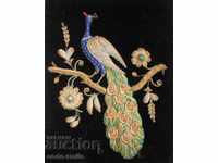 Old painting panel hand embroidery silver and gold tinsel