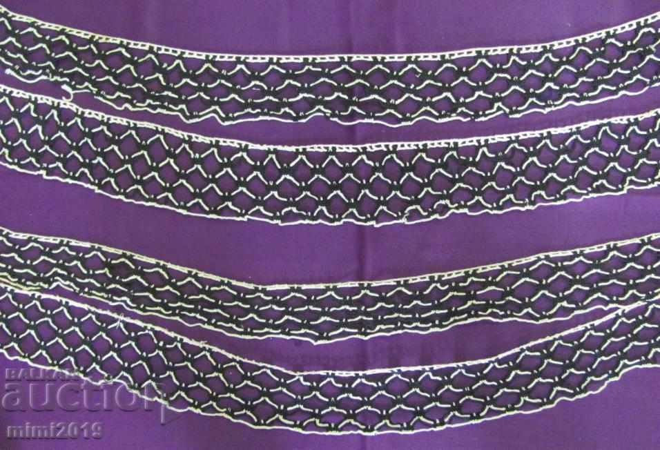Secolul al XIX-lea 2 buc. Dantelă tricotată manual