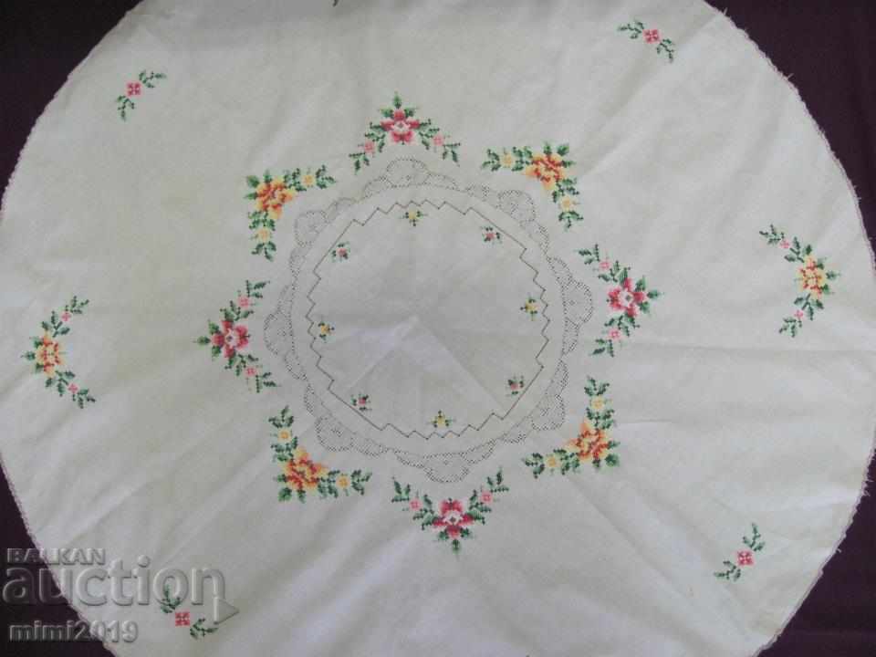 50's Hand Embroidered Cotton Tablecloth with price 24.00 BGN | € 12.27 50's Hand Embroidered Cotton Tablecloth with price 24.00 BGN | € 12.27