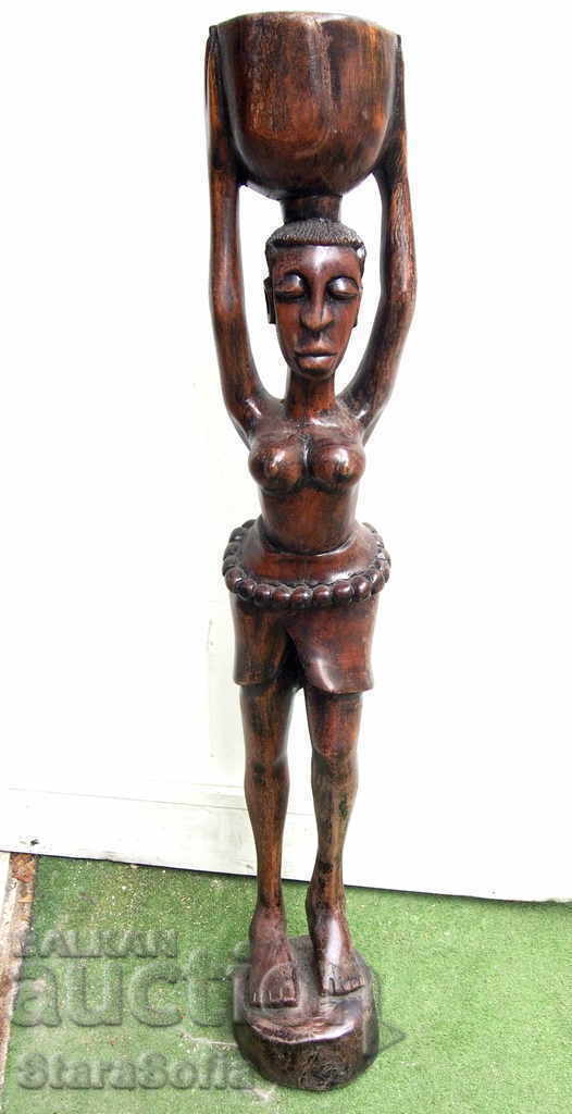 Figurină africană mare din lemn masiv 104 cm