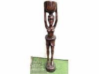 Large Solid Wooden African Figure 104 cm