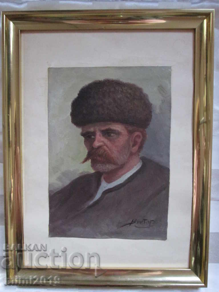 Pictură veche - portret - ulei, carton, maestru, semnătură