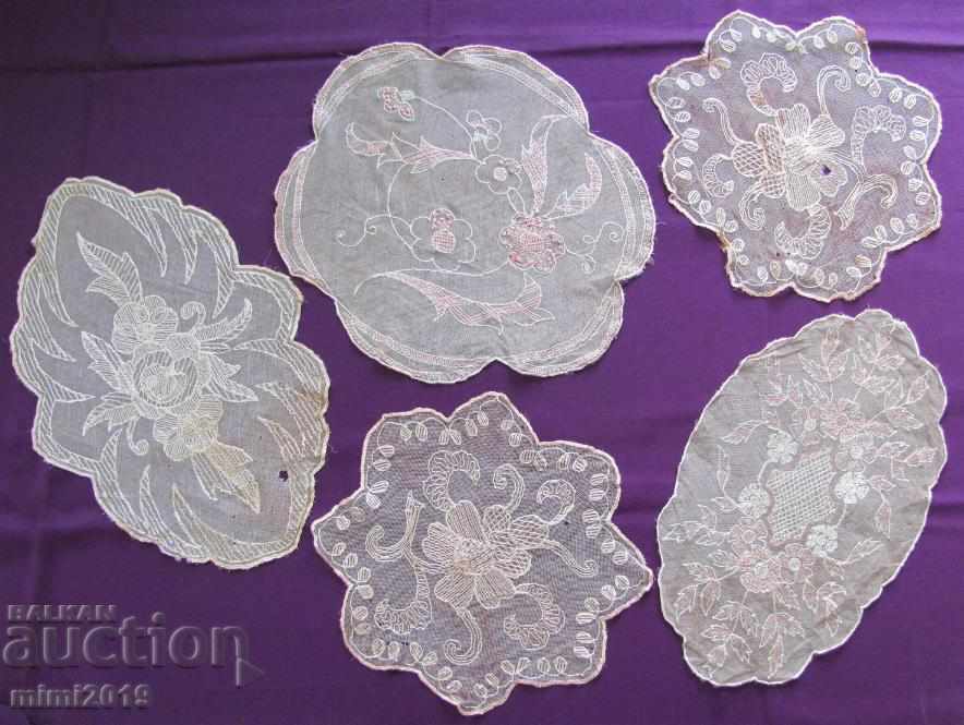 19th century 5 pcs. Handmade Embroidery Karenza 19th century 5 pcs. Handmade Embroidery Karenza