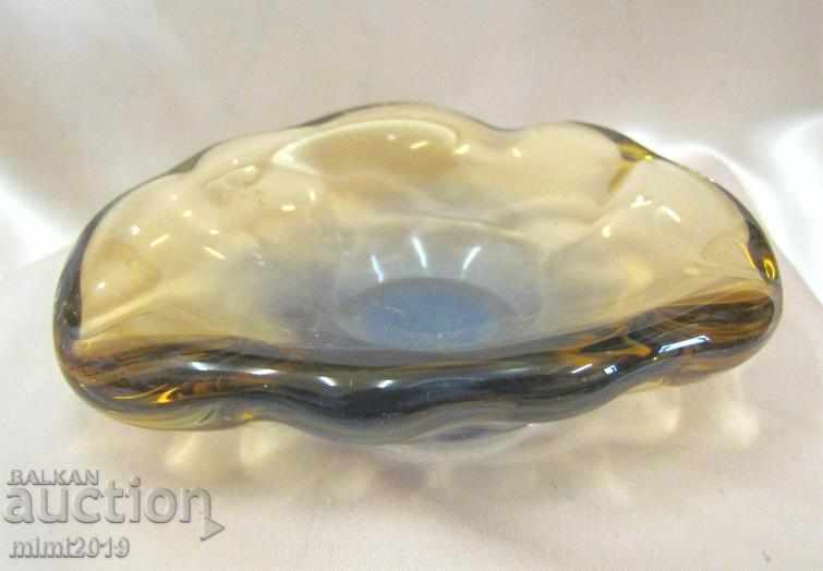 Scrumieră din sticlă de cristal cu șurub, castron manual