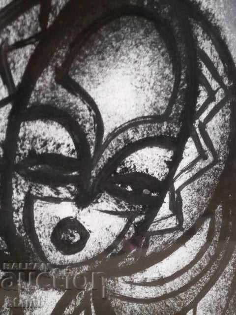 Auction Portrait in black and white-oil painting from Africa-1 Auction Portrait in black and white-oil painting from Africa-1