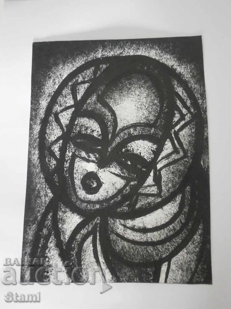 Delivery of Portrait in black and white-oil painting from Africa-1 Delivery of Portrait in black and white-oil painting from Africa-1